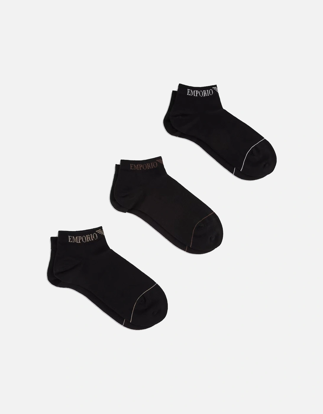 3 Pack Knitted Logo Trainer Socks Black, 3 of 2