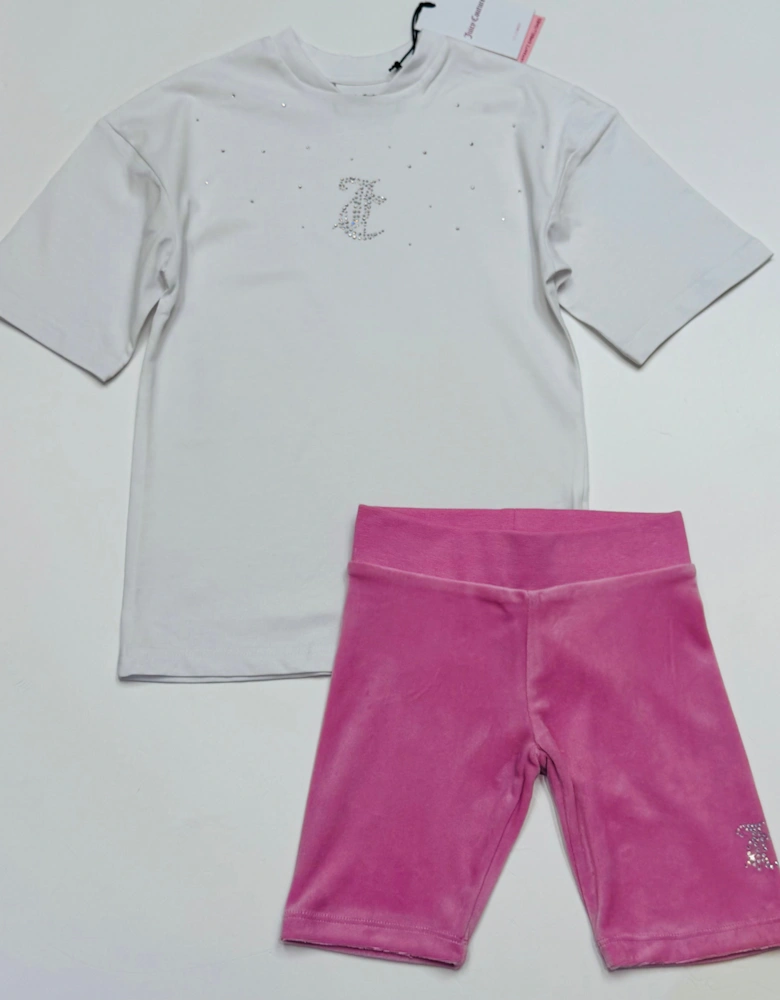 JUICY COUTURE PINKY LILAC CHIFFON T SHIRT/CYCLE SHORT SET JBX6510