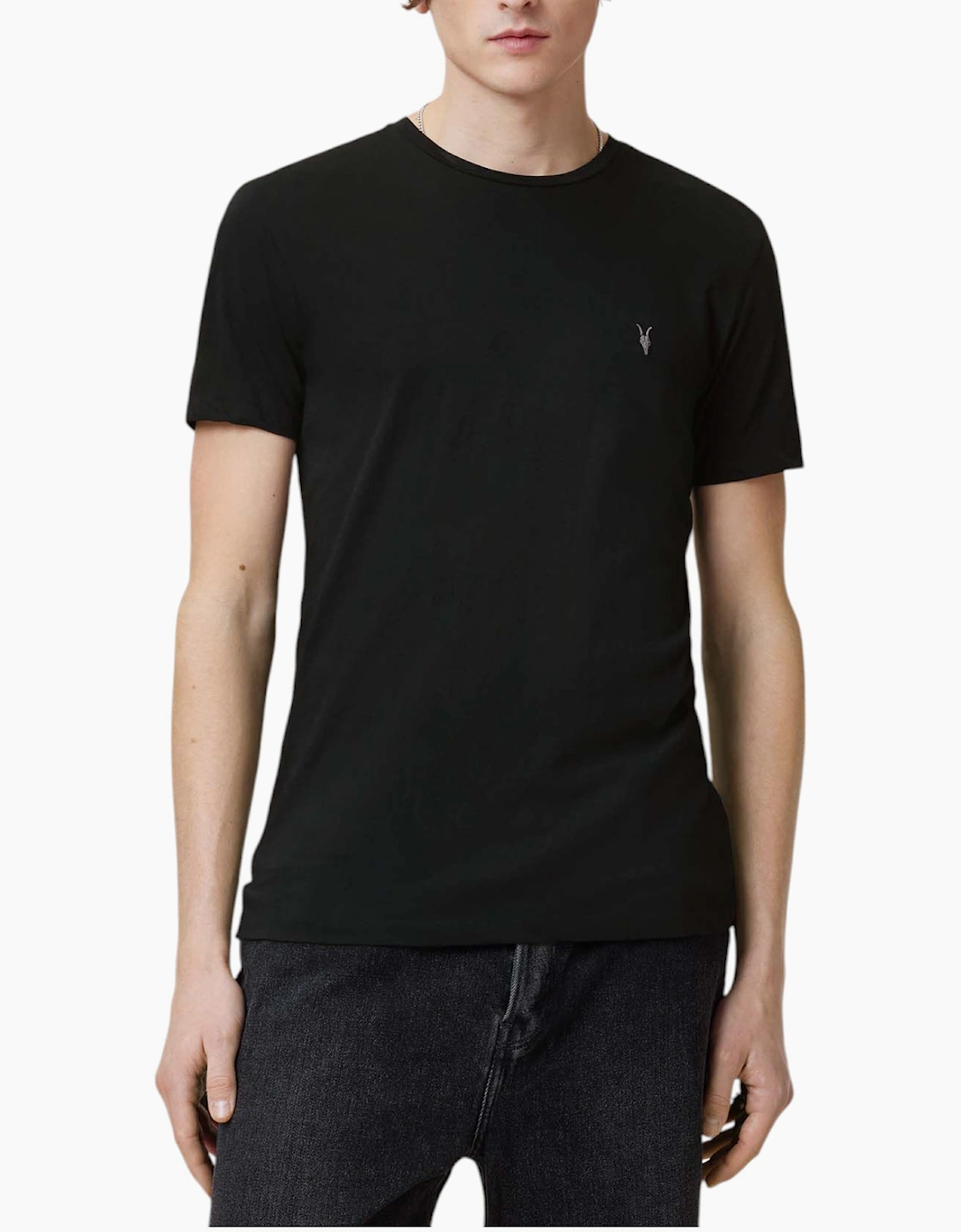 Allsaints Men's Black All Saints T Shirts Tonic Crew Neck Short Sleeve Rumskull Plain Casual Tops - Size: 40