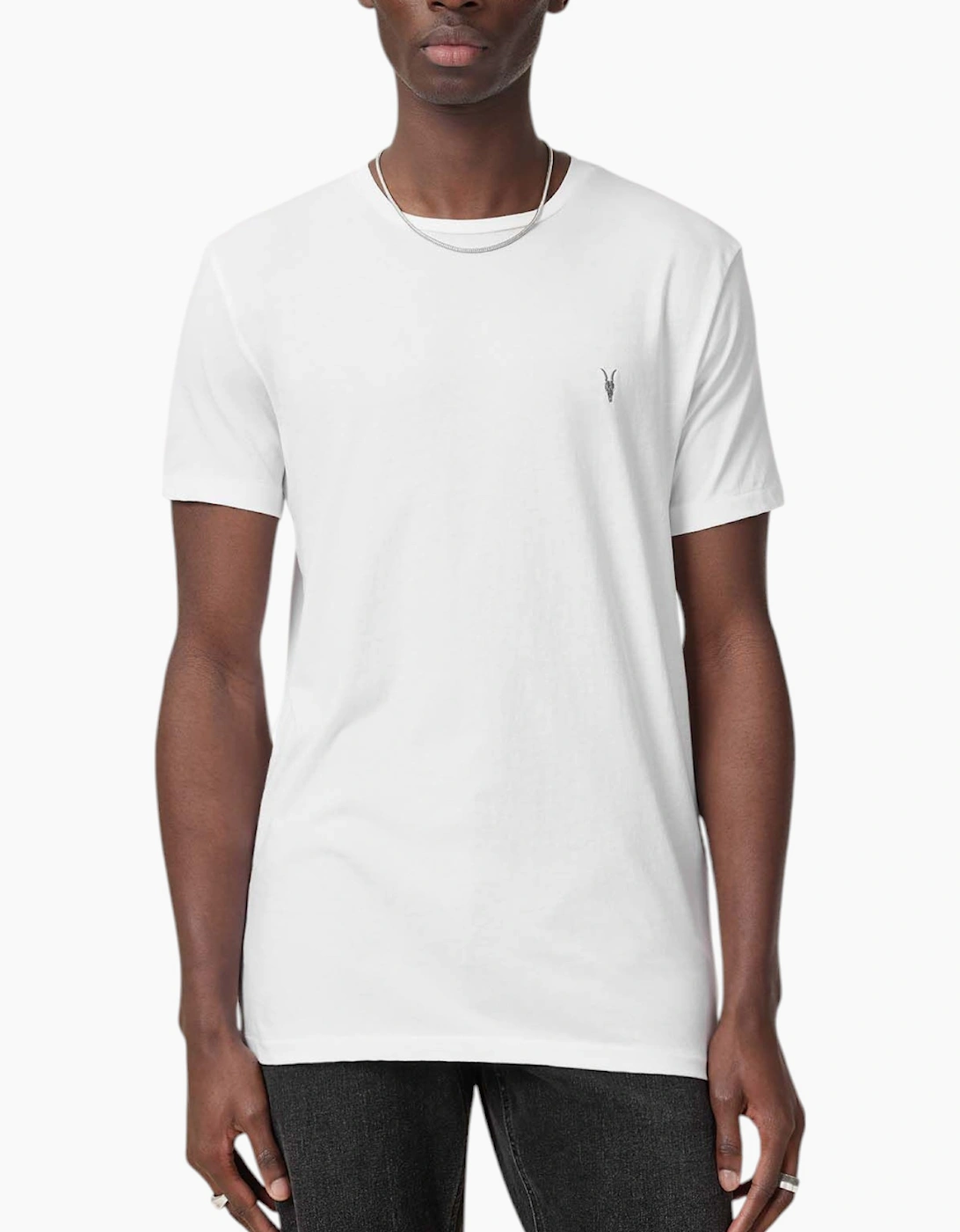 AllSaints Allsaints Men's ALL SAINTS Mens T Shirts Tonic Crew Neck Short Sleeve Rumskull Plain Casual Tops - White