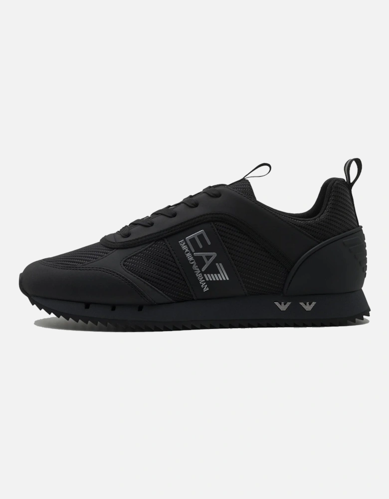 Emporio Armani Woven Runner Trainers Triple Black/Silver