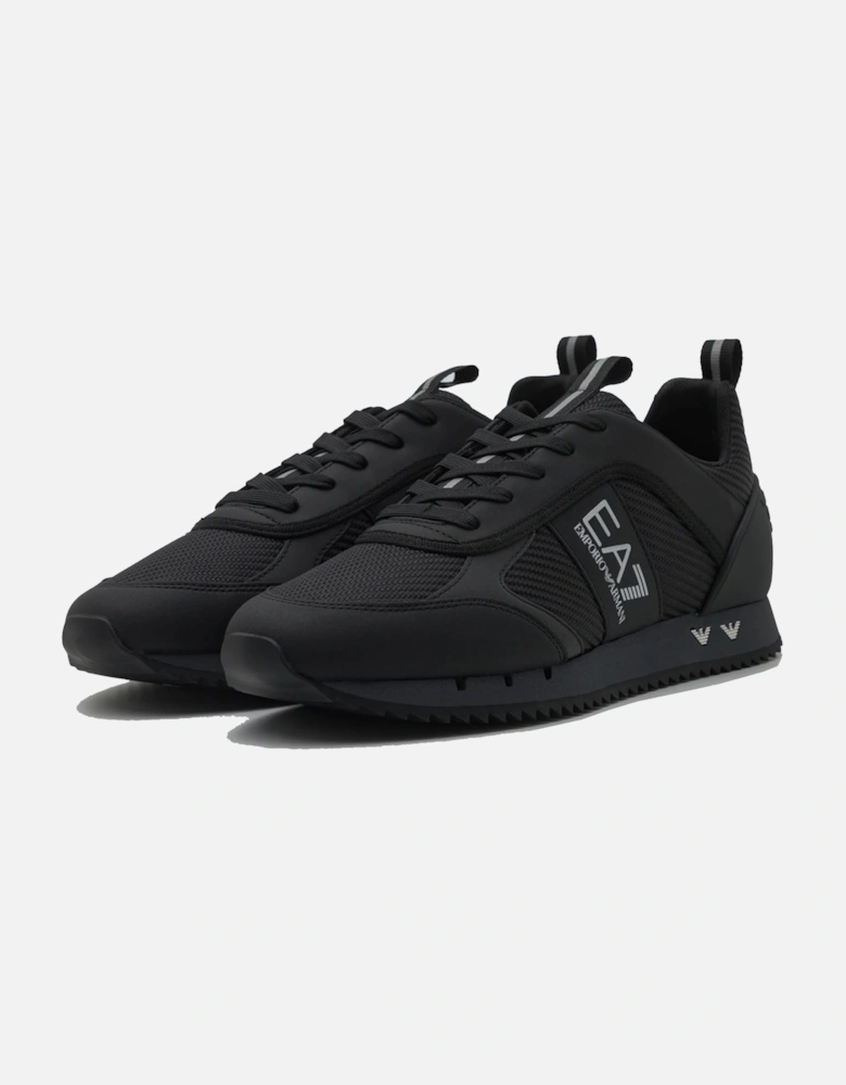 Emporio Armani Woven Runner Trainers Triple Black/Silver