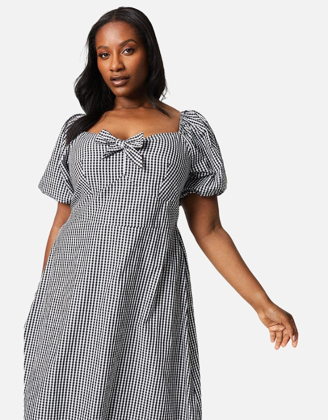 Womens/Ladies Gingham Front Tie Plus Midi Dress