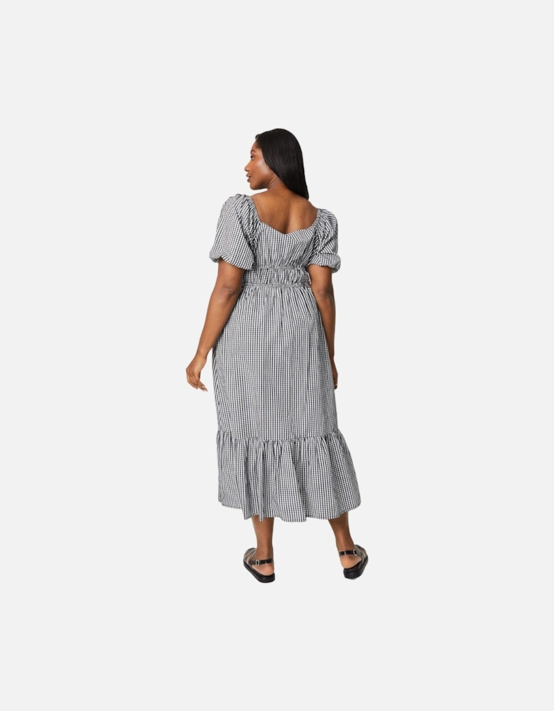 Womens/Ladies Gingham Front Tie Plus Midi Dress