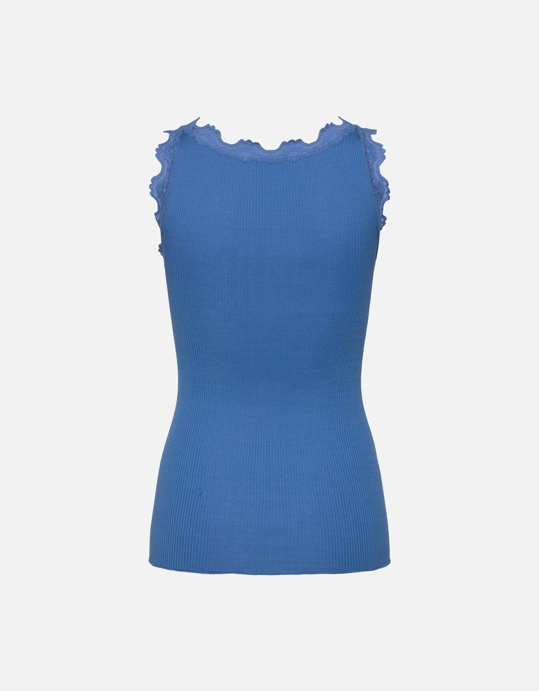 Babette silk and lace vest in french blue