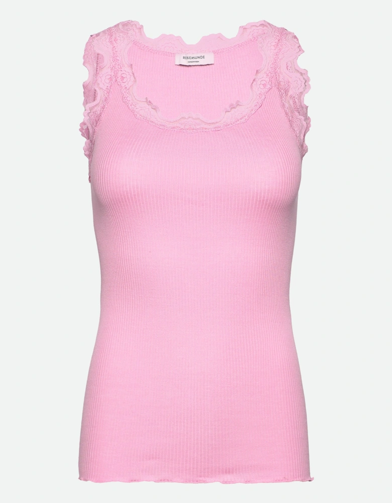 Babette silk and lace vest in prism pink