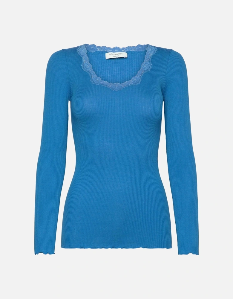 Babette long sleeve lace top in french blue