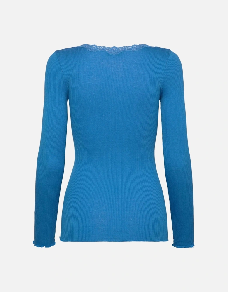 Babette long sleeve lace top in french blue