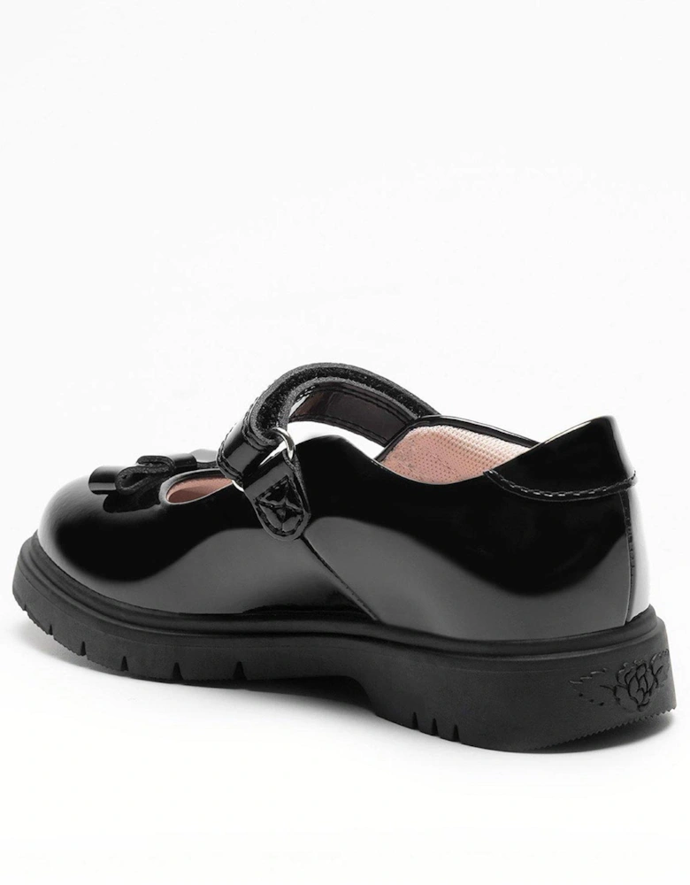 Jolie Bow Chunky Sole Mary Jane School Shoe - Black