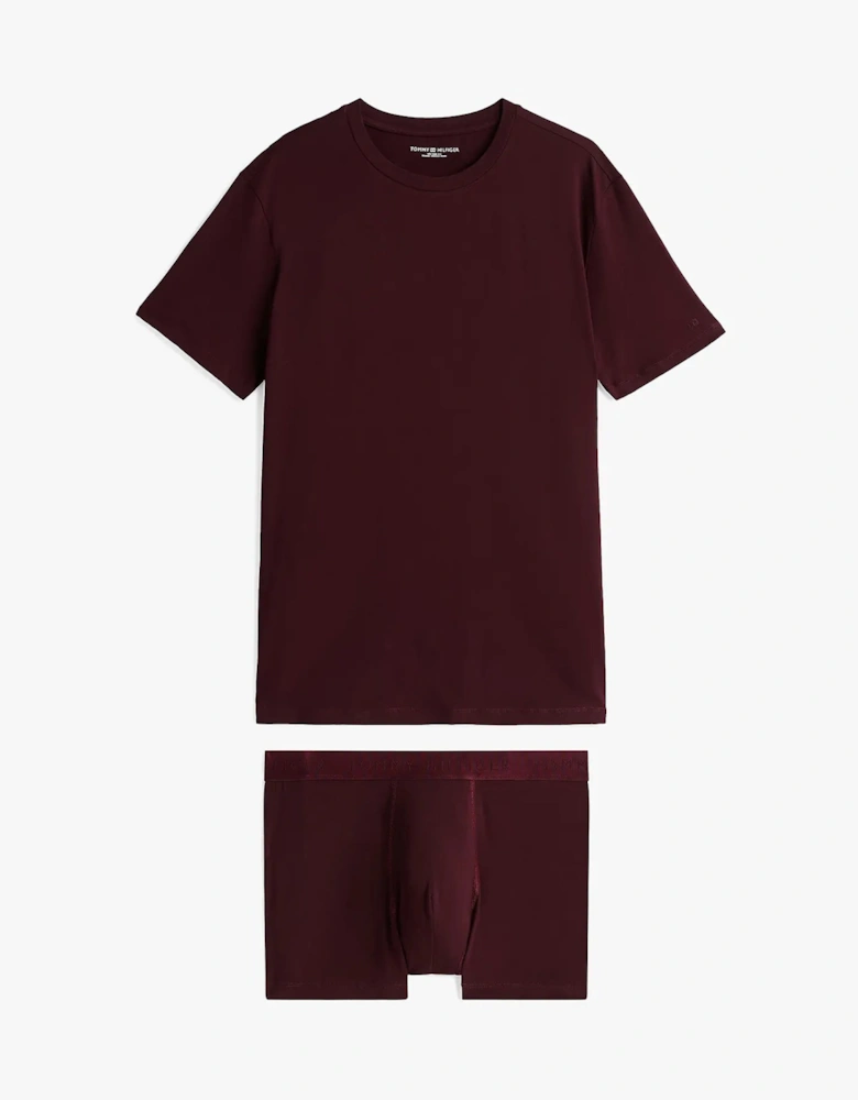 EVERYDAY LUXE Mens Trunk & Tee Deep Burgundy