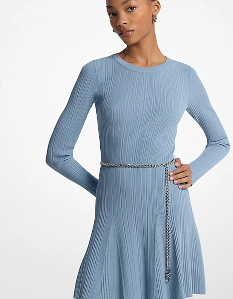 Stretch Knit Belted Dress