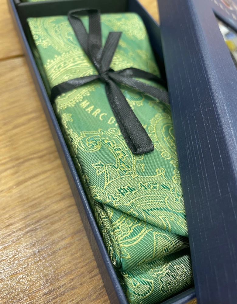 Paisley Tie & Pocket Square Set - Green