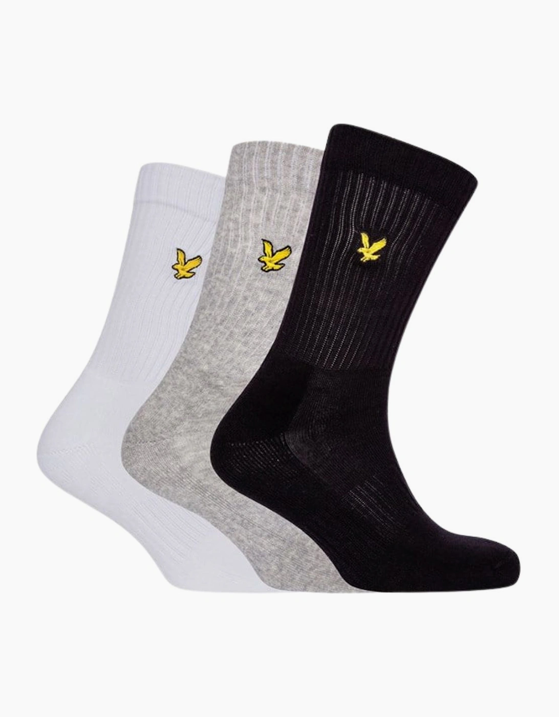 Lyle And Scott Men's Black/White 3-Pack Hamilton Sports Socks, /Grey - Size 16/14.5/8/15/8.5/15.5/9/13/13.5/14/6.5/7/7.5/11.5/5/12/5.5/12.5/6/3.5/3/10