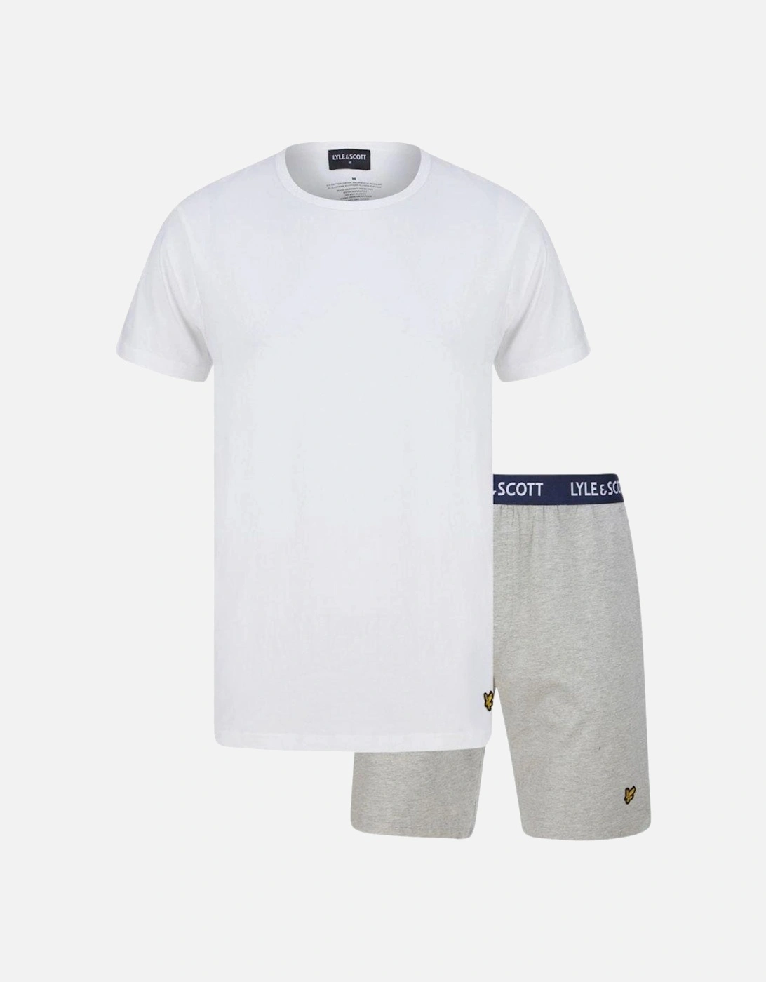 Charlie T-Shirt & Shorts Lounge Set, White / Grey Marl, 6 of 5