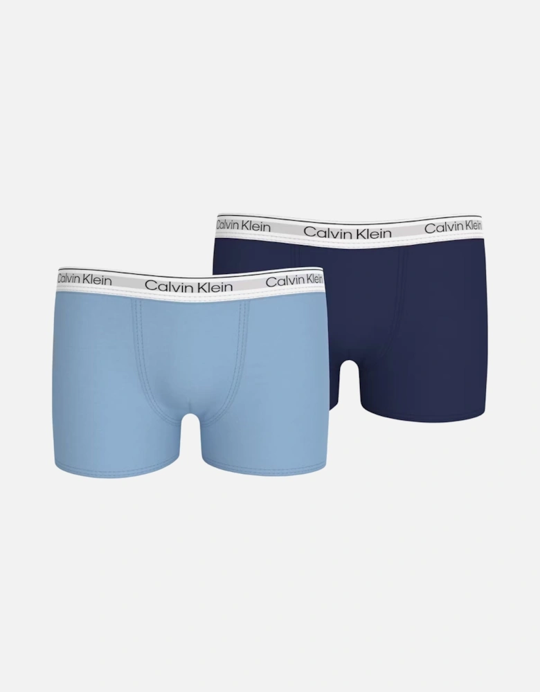 Boys 2-Pack Modern Cotton Boxer Trunks, Blue Mix