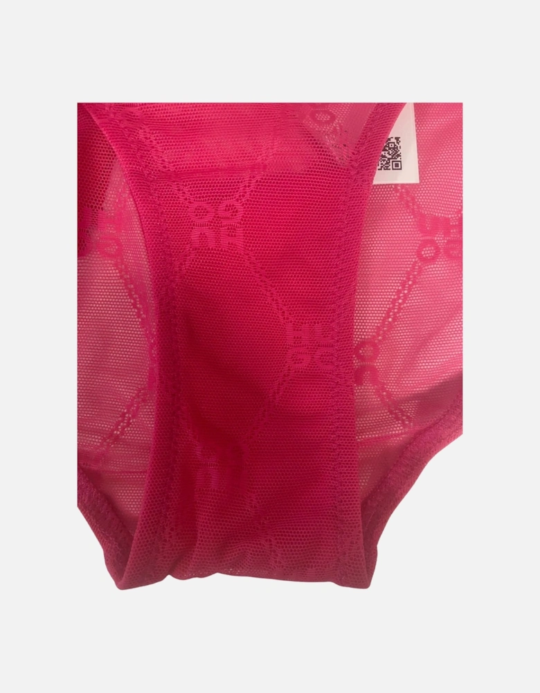 Sporty Logo Lace Brief, Bright Pink