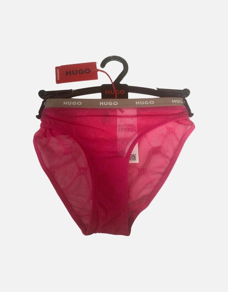 Sporty Logo Lace Brief, Bright Pink