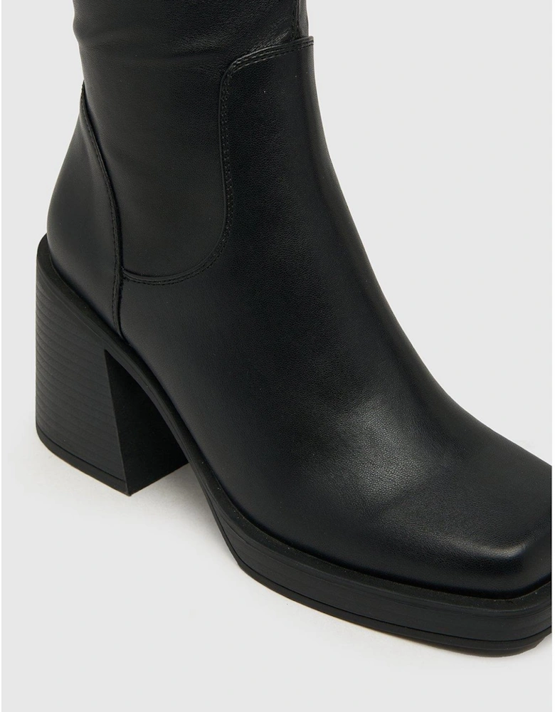 Danielle Platform Stretch Knee Boot - Black