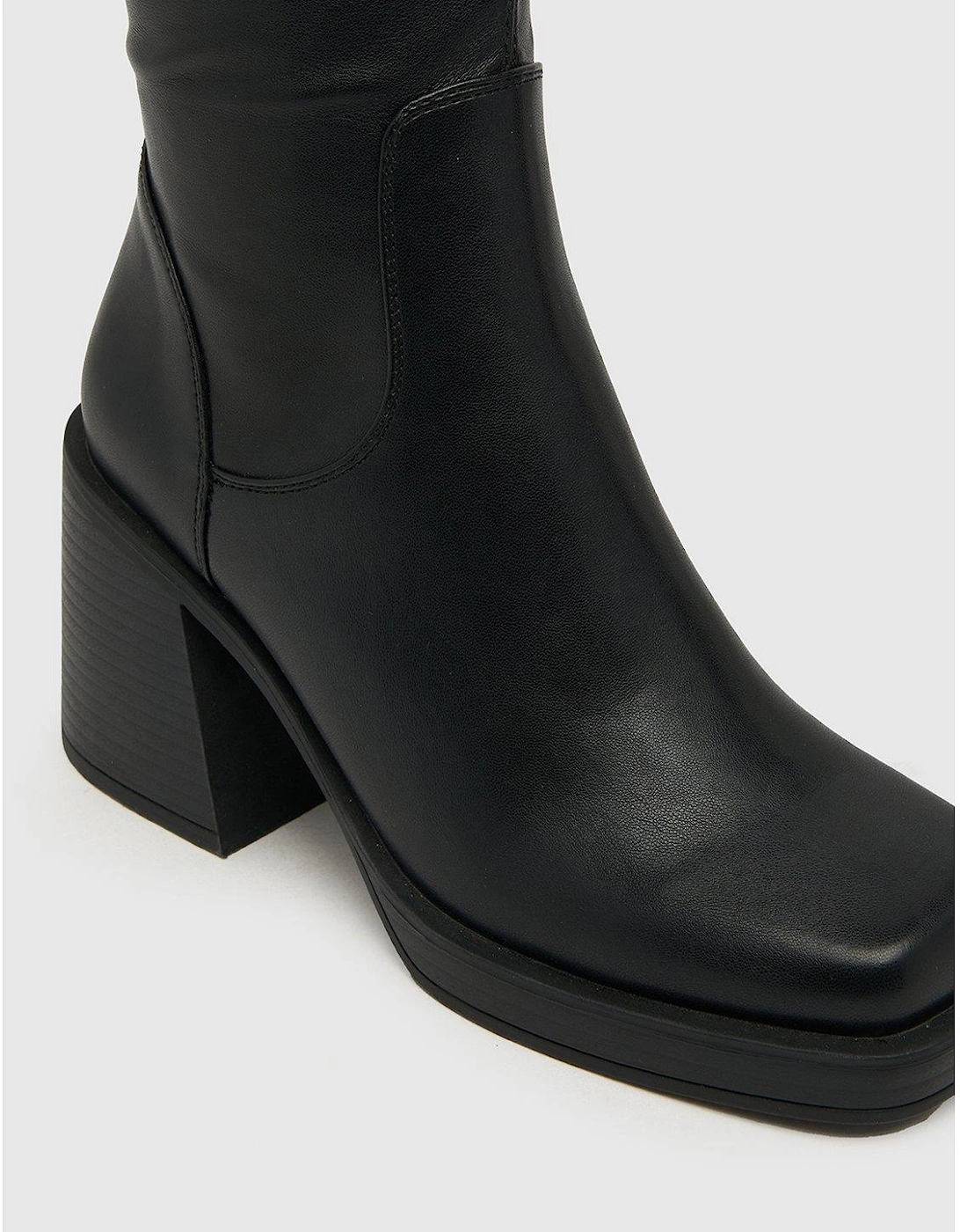 Danielle Platform Stretch Knee Boot - Black