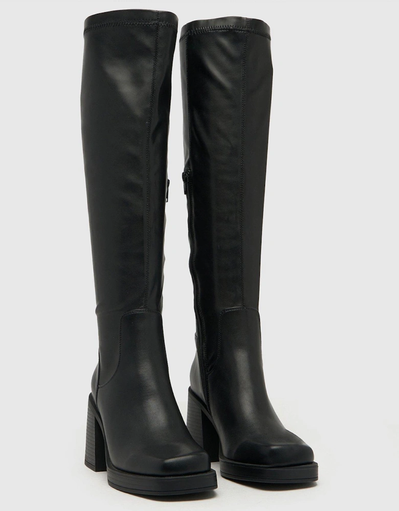Danielle Platform Stretch Knee Boot - Black