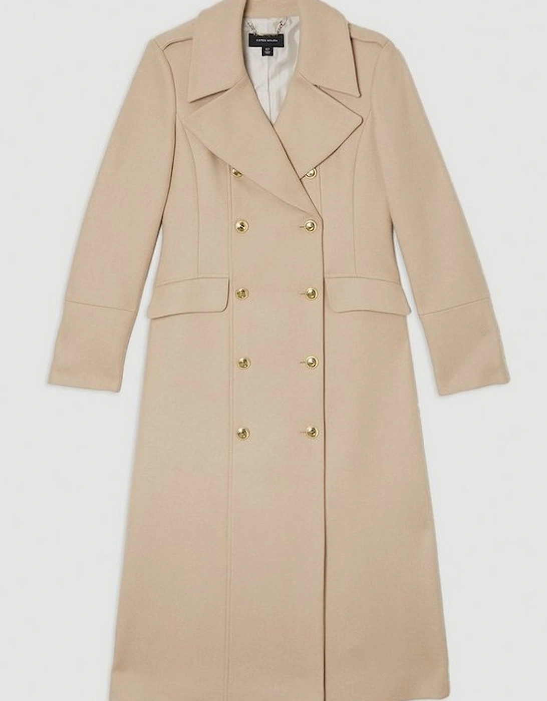 Premium Italian Manteco Wool Military Double Breasted Tailored Midi Coat