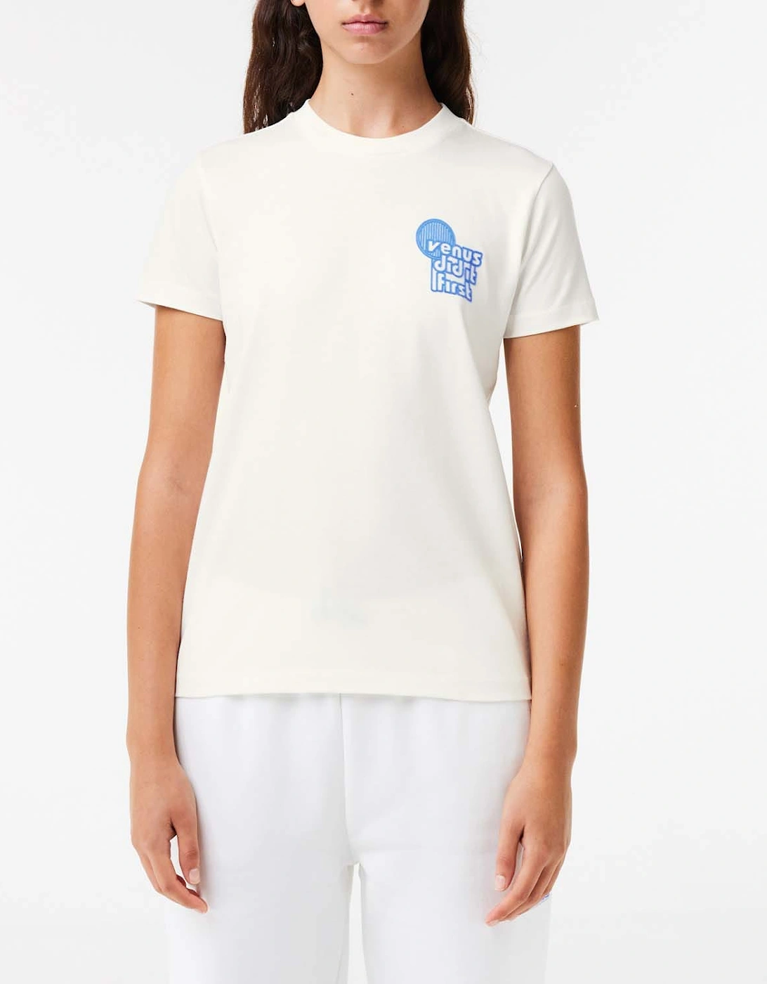 Women's Lacoste x Eleven by Venus Cotton T-Shirt - Cream - Size: 8