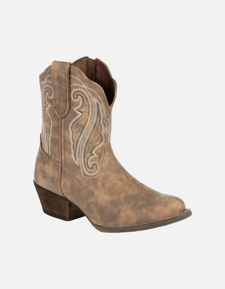 model Crush Shortie Boot Female in Driftwood