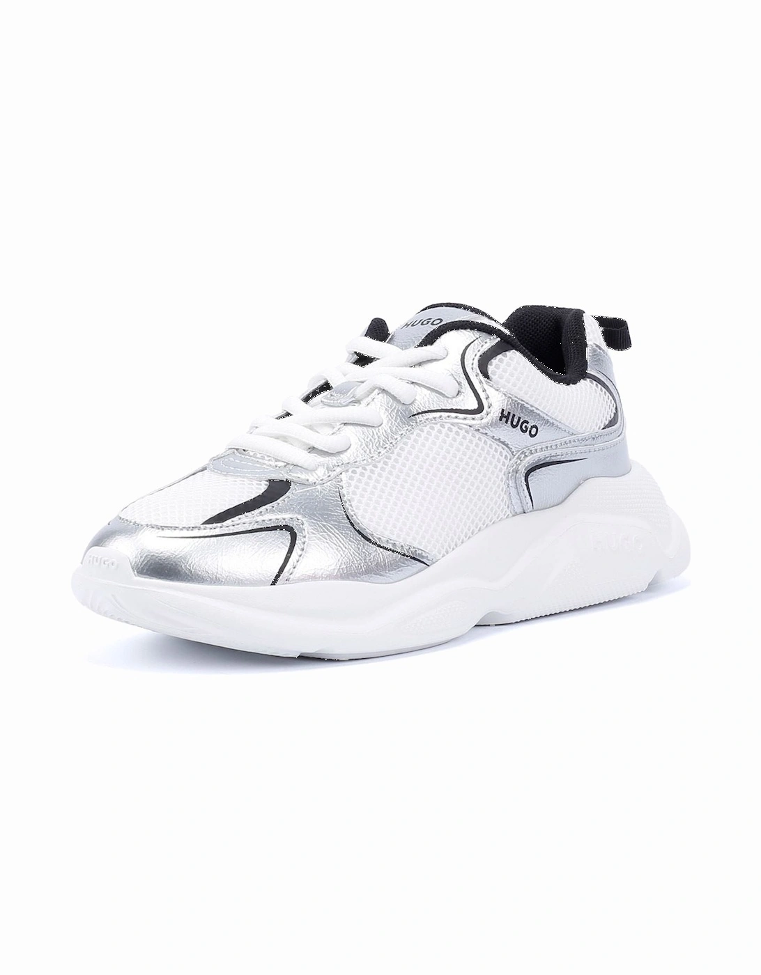 Hugo Leon Tennis Women's Silver/Black Trainers