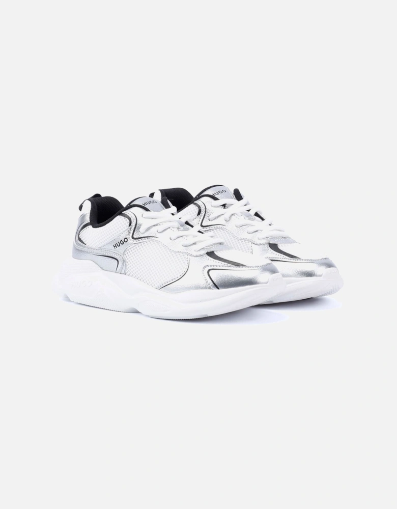 Hugo Leon Tennis Women's Silver/Black Trainers