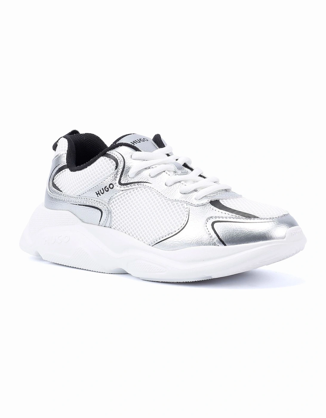 Hugo Leon Tennis Women's Silver/Black Trainers