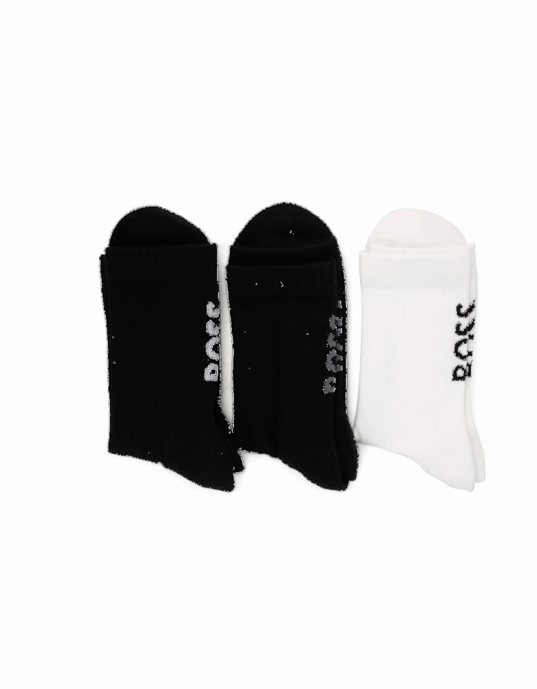 Boss 3 Pack Logo Bamboo Men's Black Calf High Socks