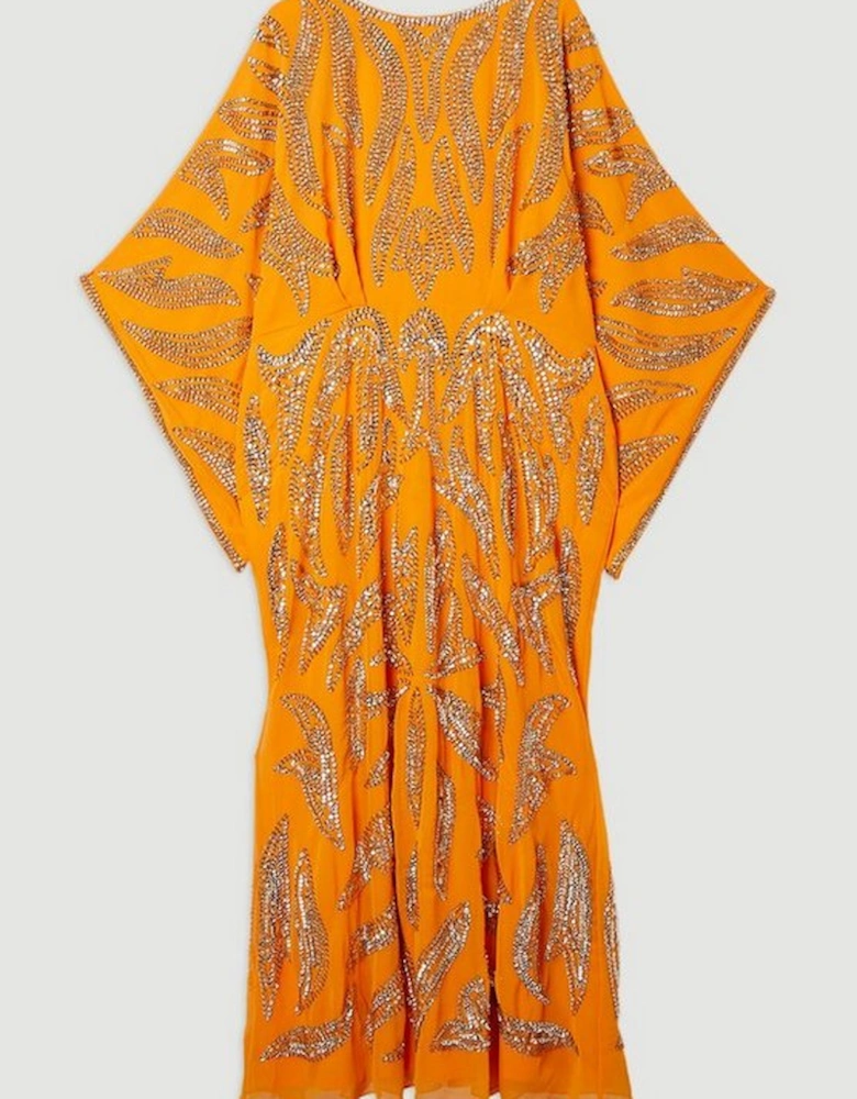 Plus Size Kimono Sleeve Embellished Maxi Dress