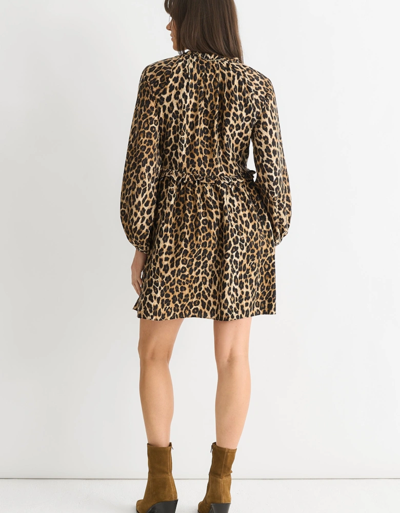 Brown Animal Smock Mini Dress