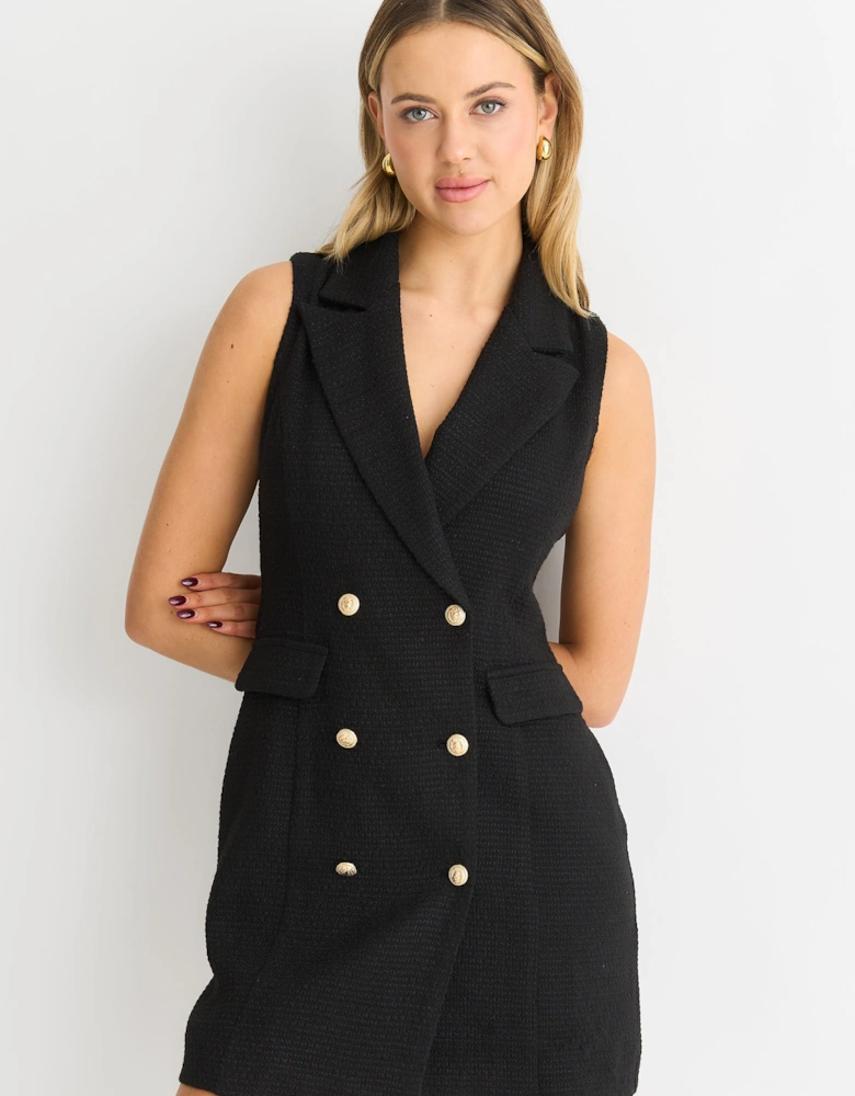 Double Breast Boucle Blazer Mini Dress