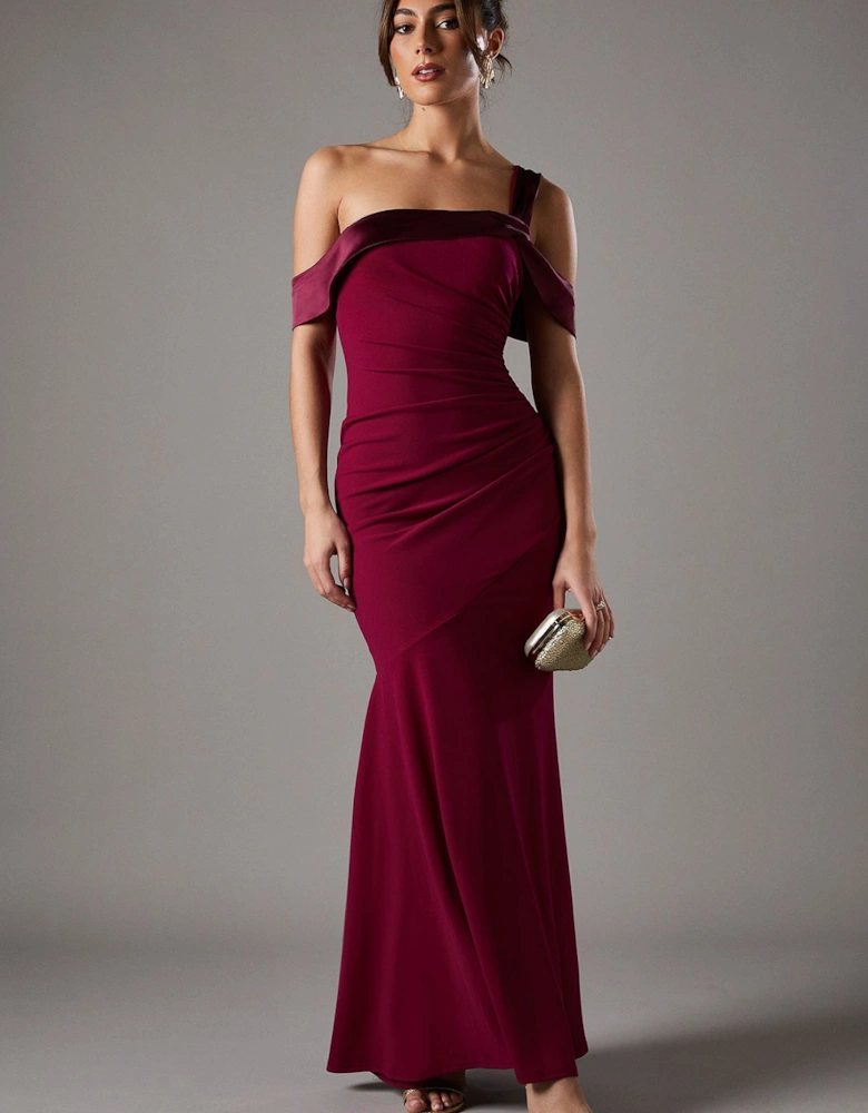 Bardot Maxi Dress With Satin Trim