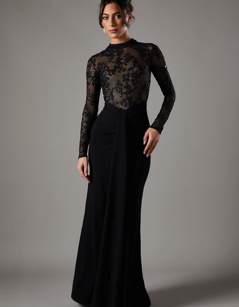 Lace Maxi Dress With Lace Mix