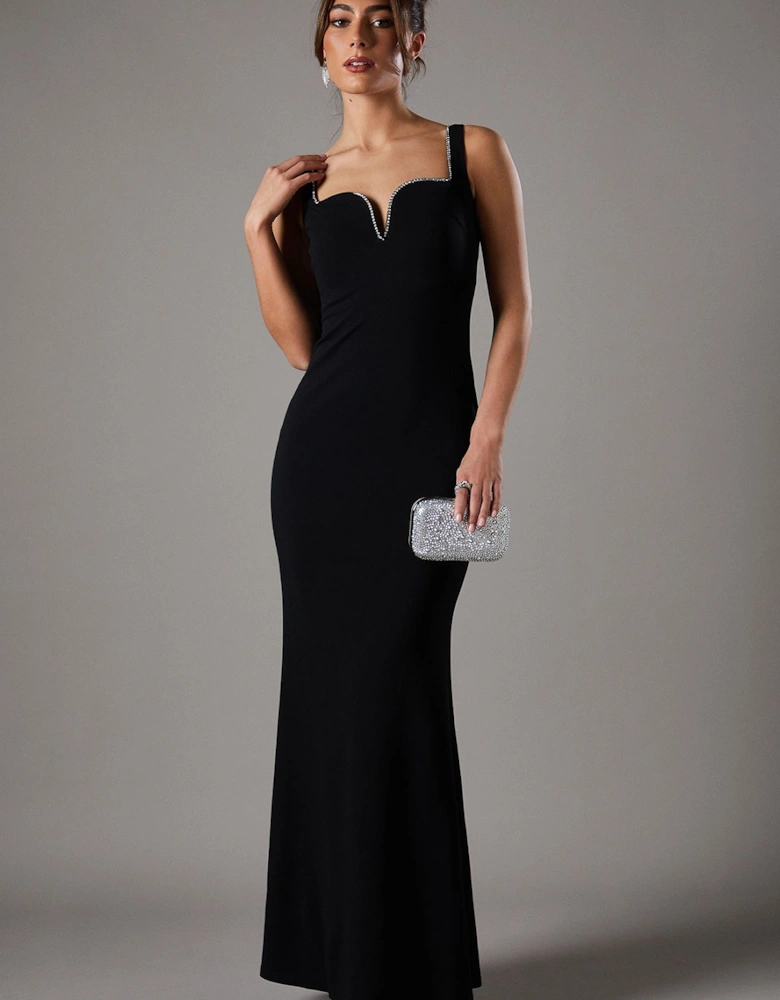 Sweetheart Maxi Dress With Diamante Trim