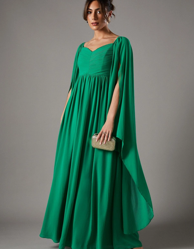 Bardot Maxi Dress With Cape