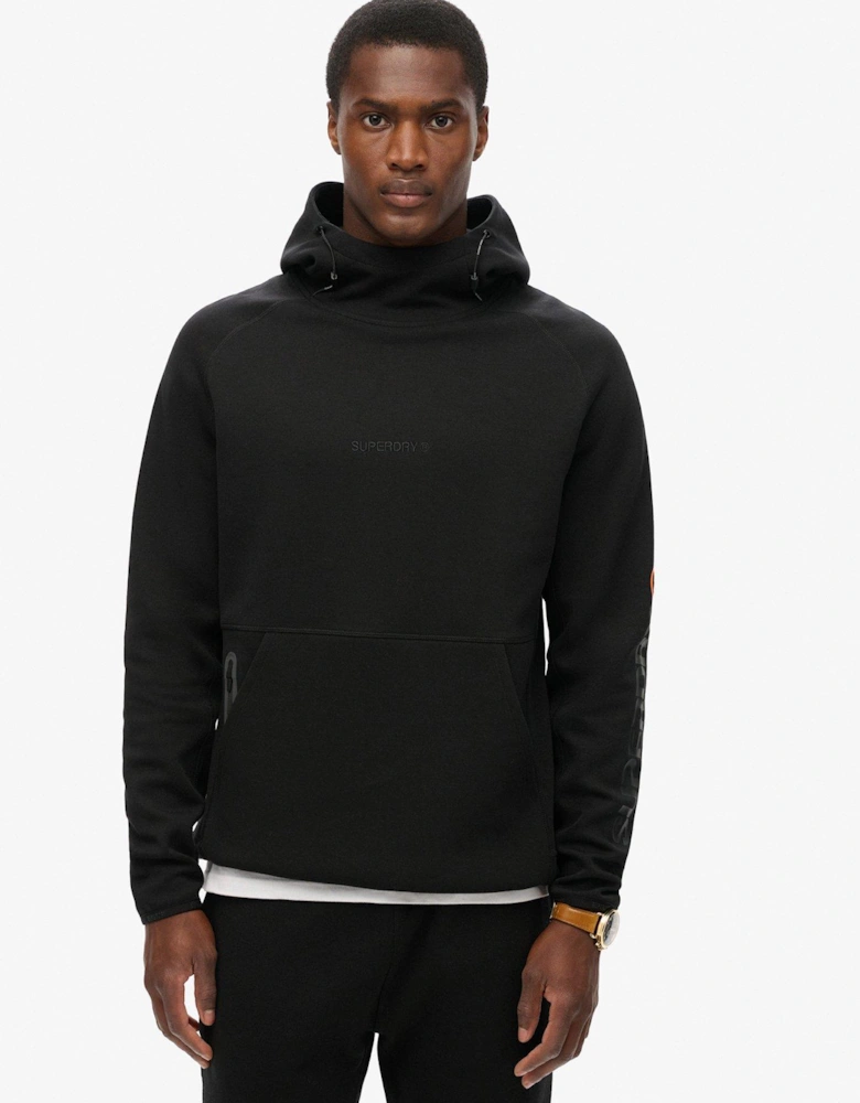 Tech Logo Loose Hoodie - Black