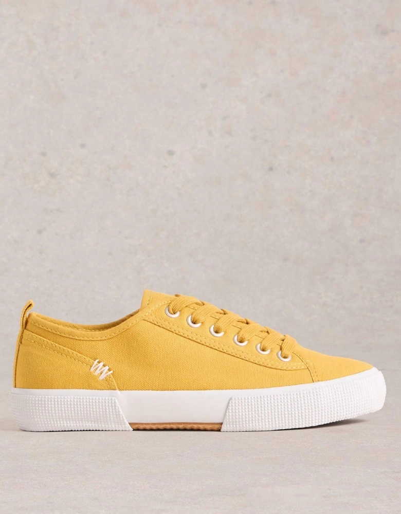 Pippa Canvas Lace Up Trainer - Yellow