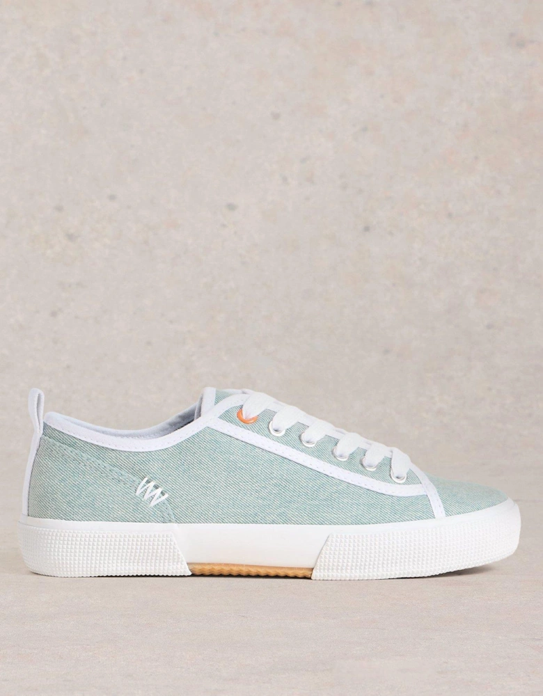 Pippa Canvas Lace Up Trainer - Blue