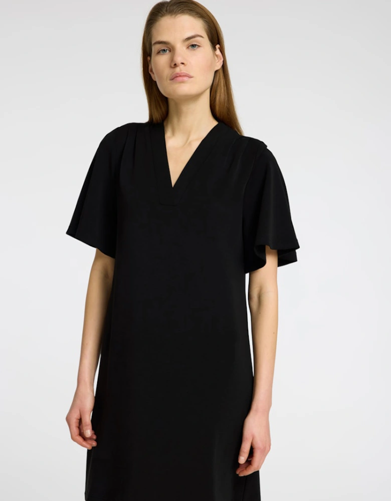 Femme Tenny Short Sleeve V-neck Short Dress Black