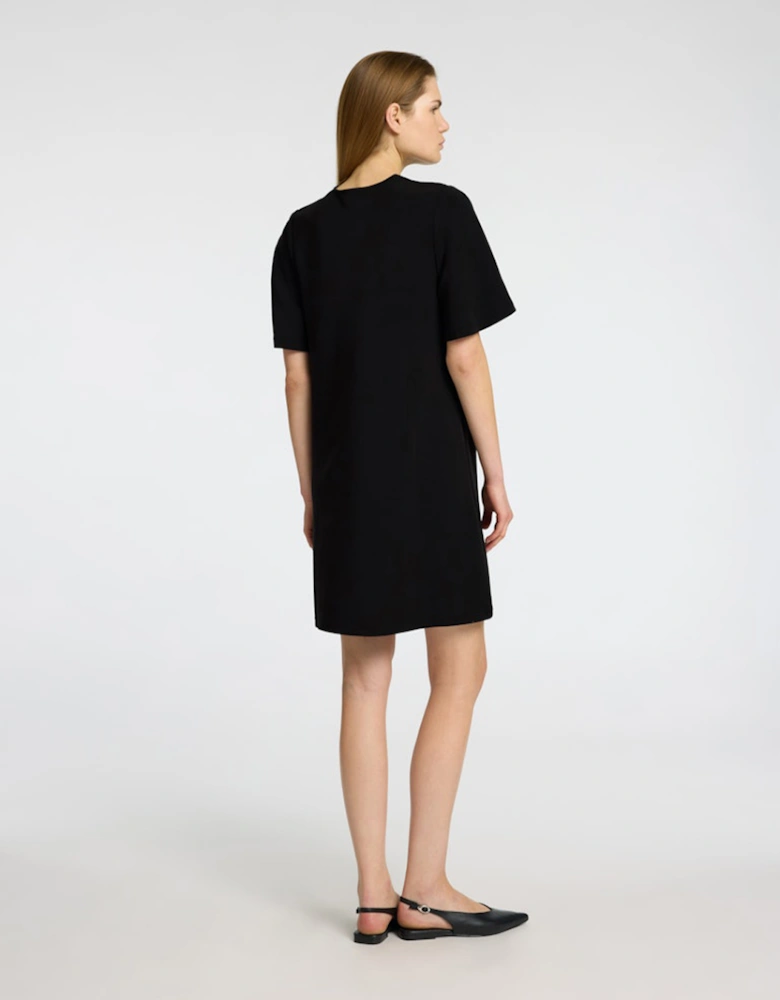 Femme Tenny Short Sleeve V-neck Short Dress Black