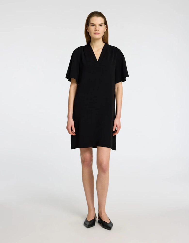 Femme Tenny Short Sleeve V-neck Short Dress Black