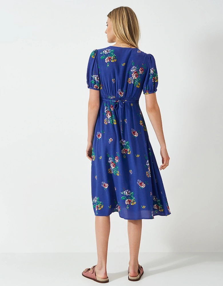 Women's Lola Short Sleeve Tea Dress Floral Blue