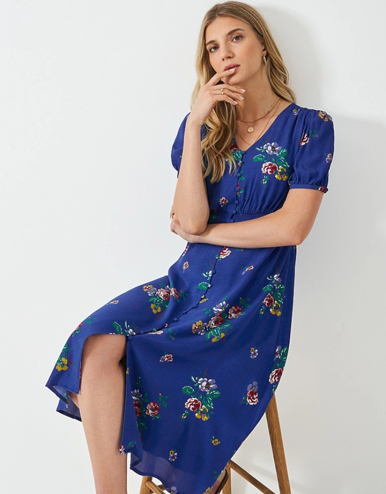 Women's Lola Short Sleeve Tea Dress Floral Blue