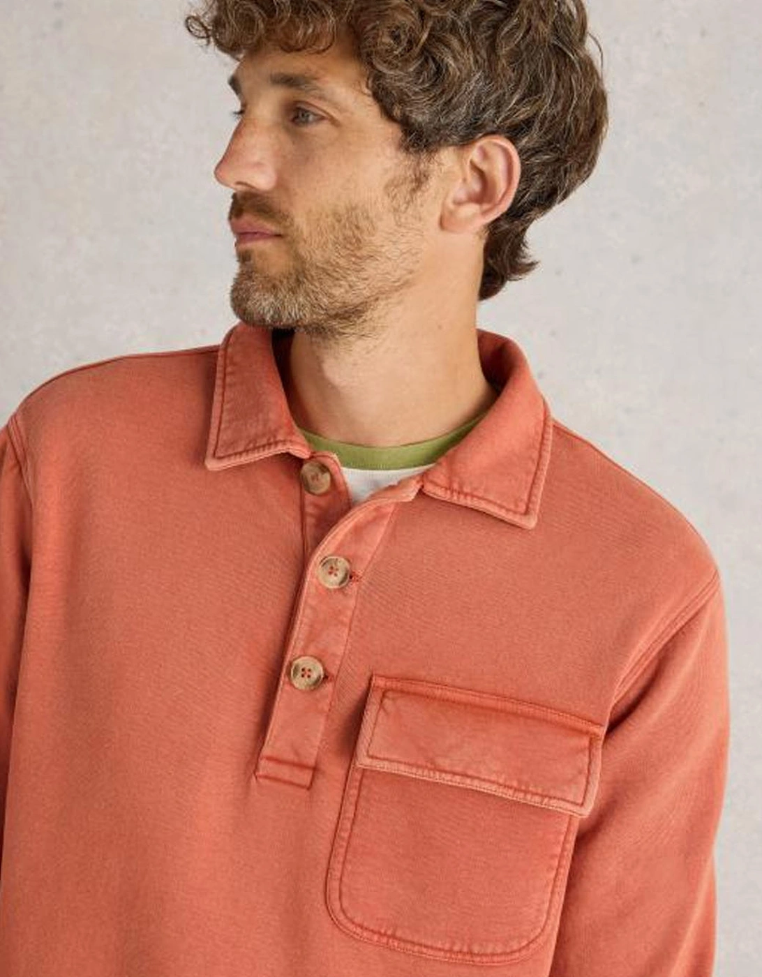 Men's Brampton Collared Sweat Dark Orange