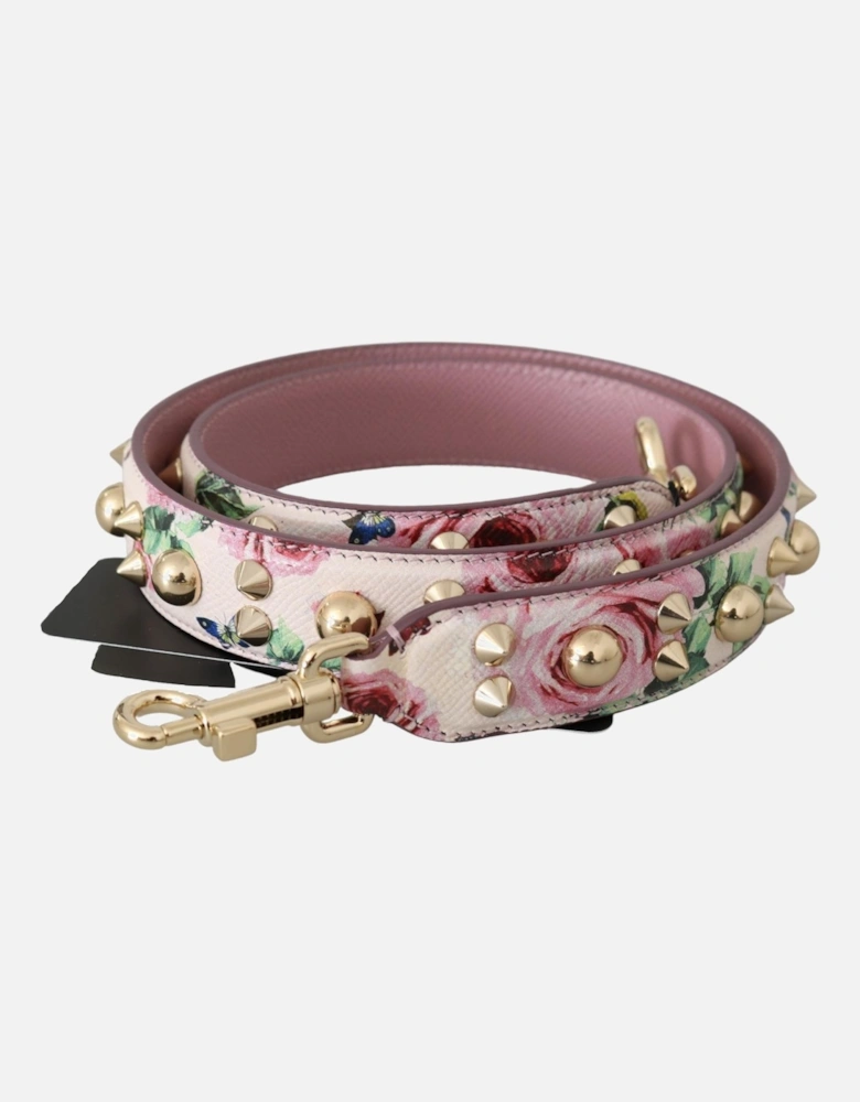 Floral Studded Bag Strap Rose Print Women - Pink Miscellaneous