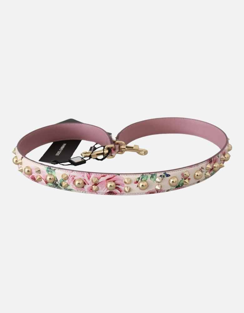 Floral Studded Bag Strap Rose Print Women - Pink Miscellaneous