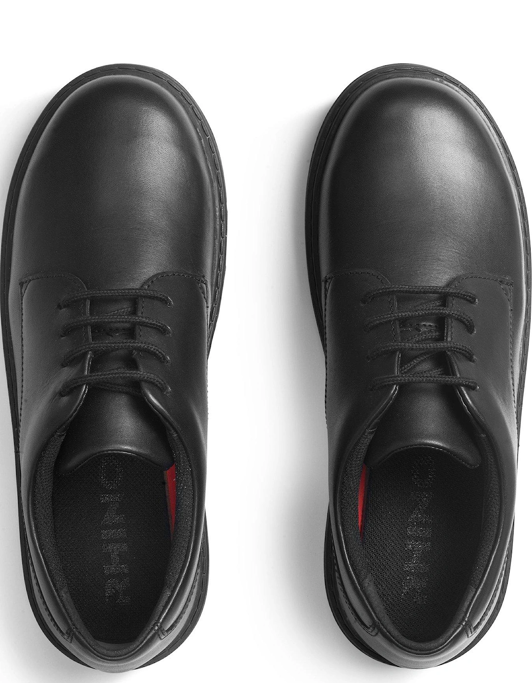 Glitch Black Leather Lace Up School Shoe